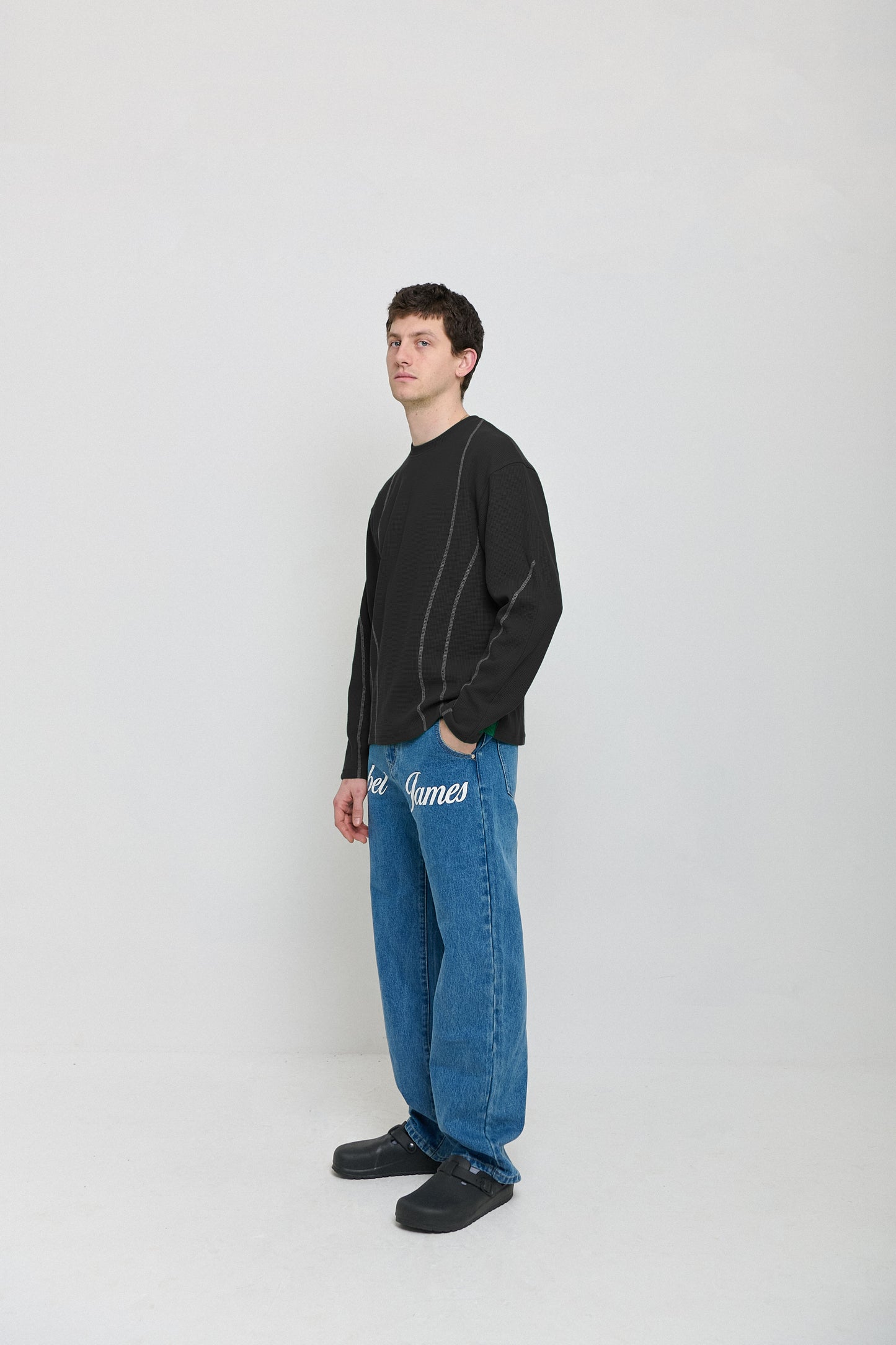 Black Waffle Knit Long Sleeve