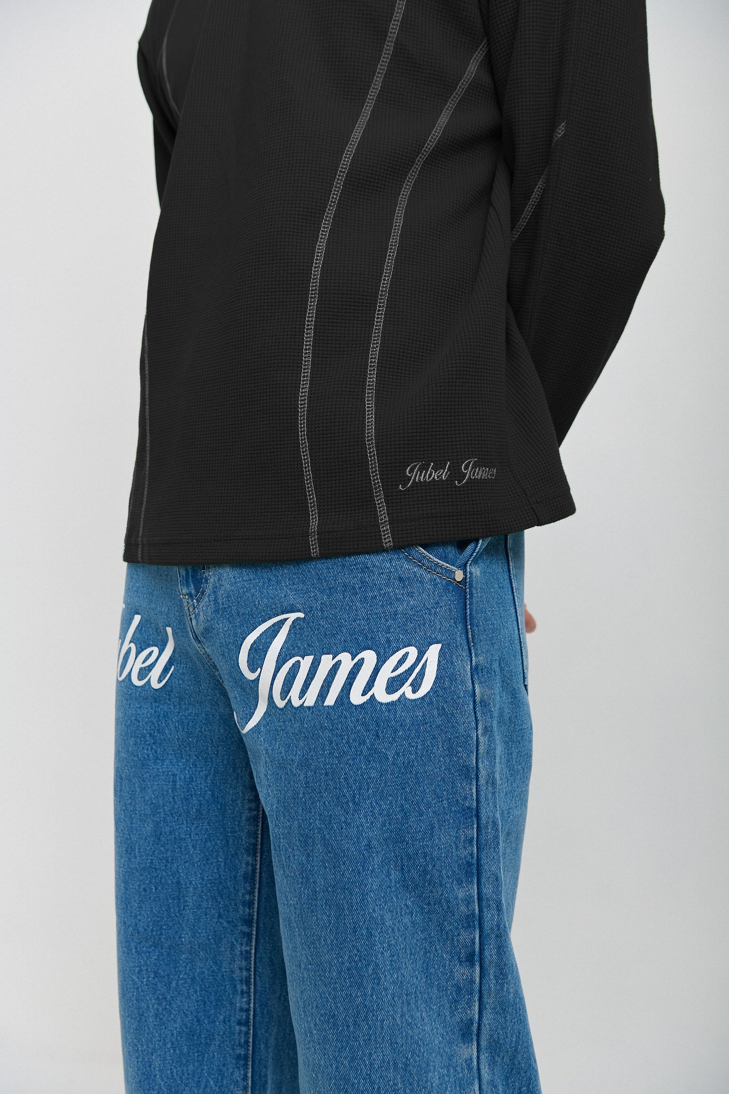 Black Waffle Knit Long Sleeve